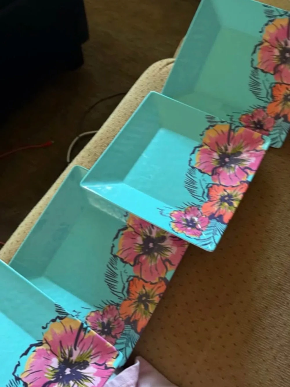 Floral Turquoise Decorative Tray plates - Brand